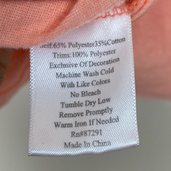 Johnny Was Oversized Boho Flowy Embroidered Coral Peach Top Beachy Vibes Comfy - Picture 6 of 8